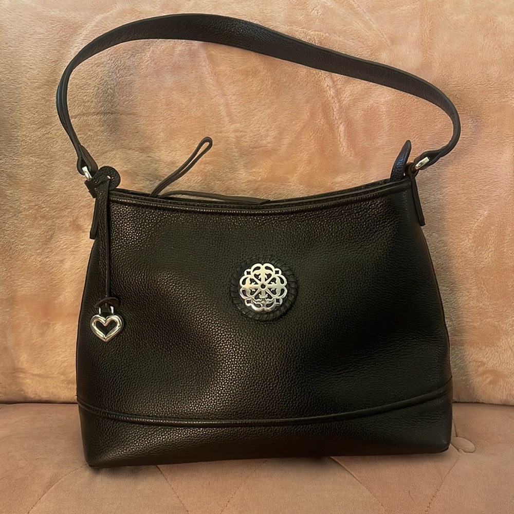 Brighton Black Leather Shoulder Bag with Silver Accents - Picture 2 of 8